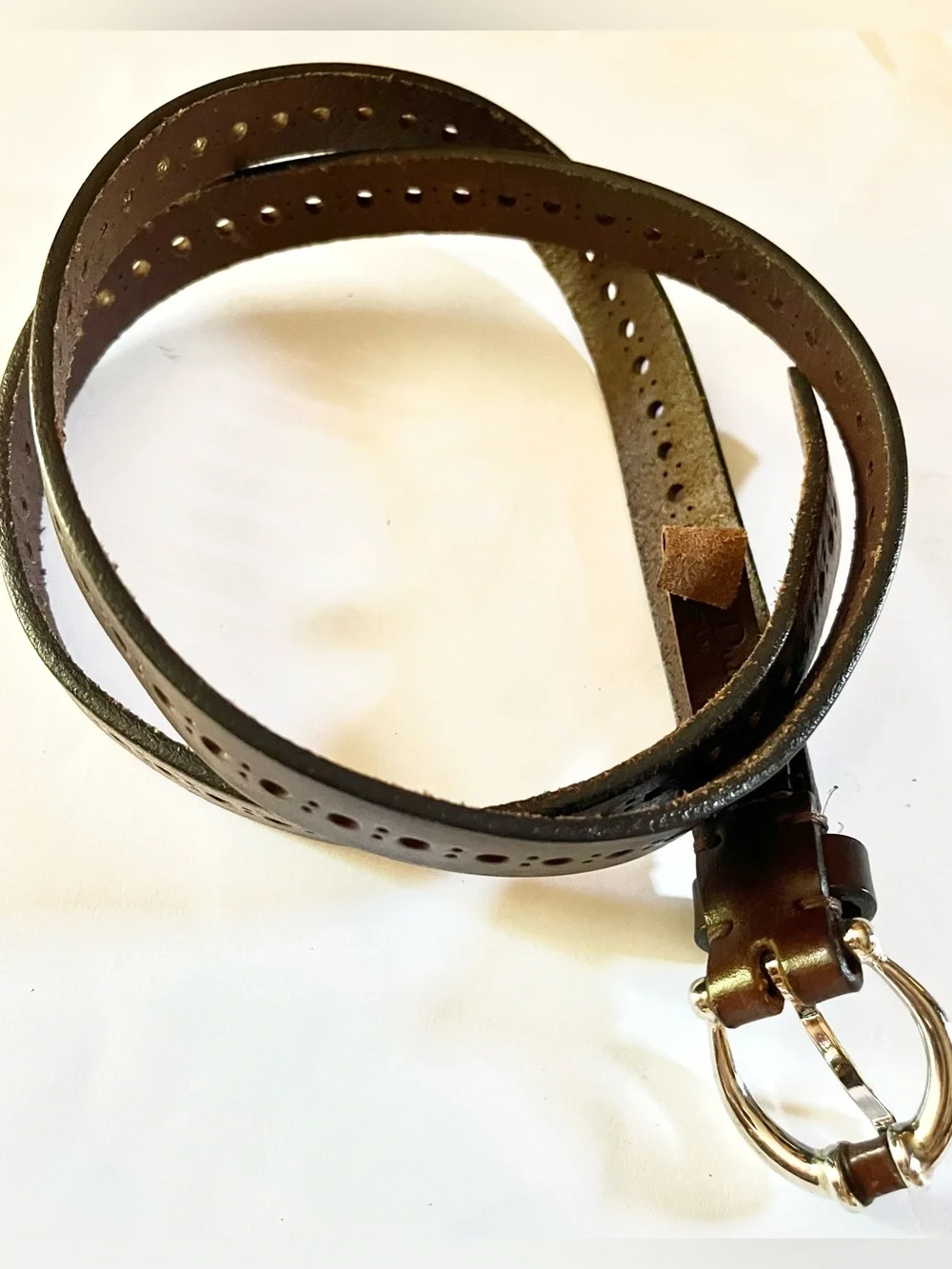 Massimo Dutti Brown Perforated Leather Belt